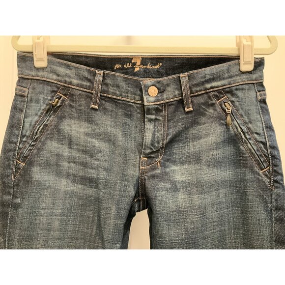 7 For All Mankind Jeans Size 29 Women’s 4 Pocket (2 zip) Low Rise Straight Blue - Picture 2 of 10